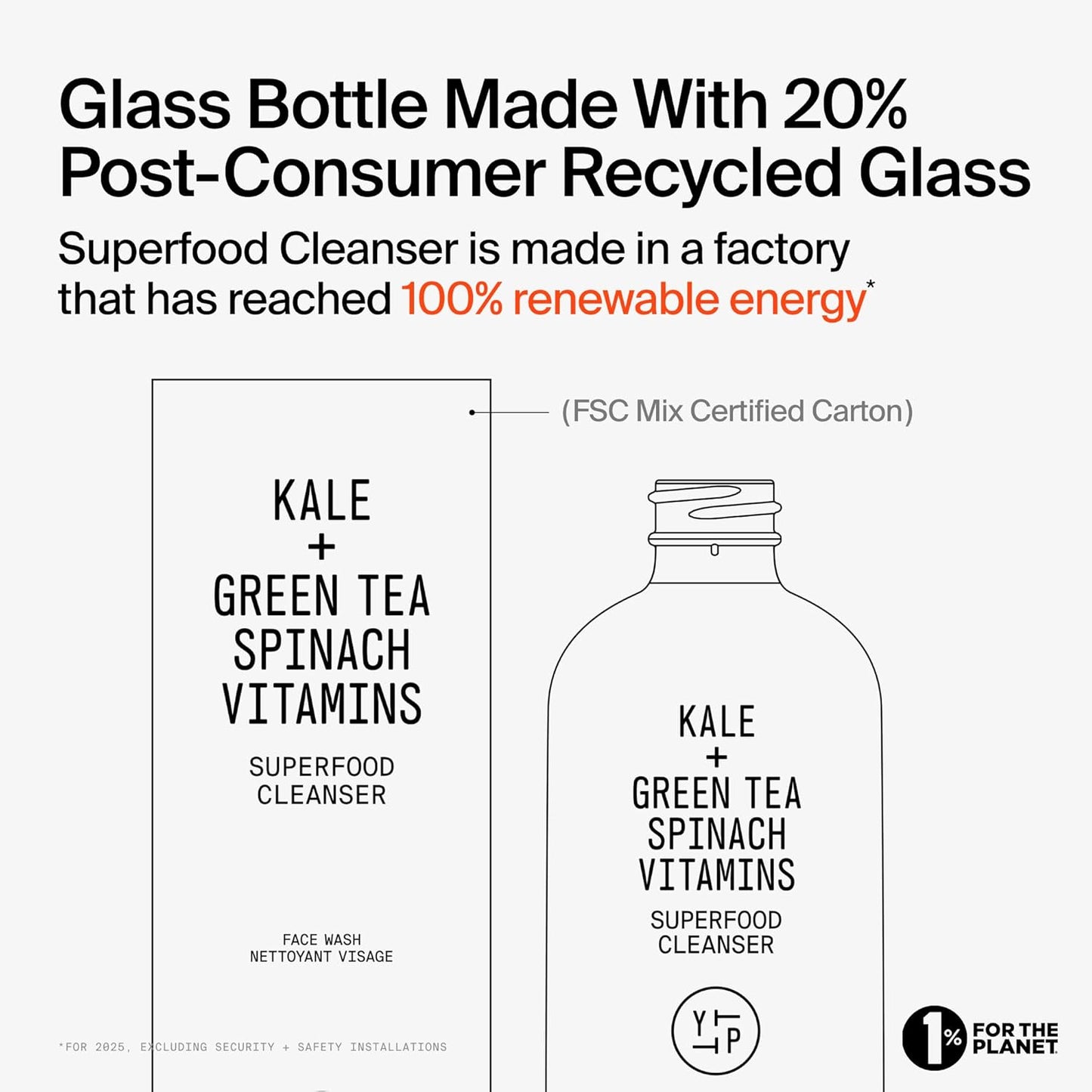 Youth To The People Superfood Facial Cleanser - Kale & Green Tea Daily Face Wash for Glowing Skin, pH Balanced, Refillable