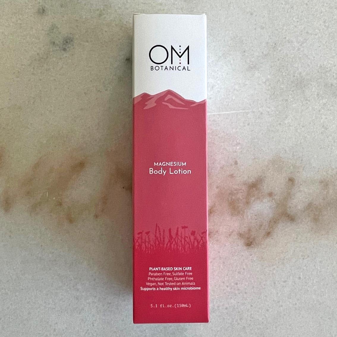 Magnesium Body Lotion by OM Botanical, No Sting, No Itch, All-natural Magnesium Cream & Organic Body Butter | Hand and Foot Cream in a Large 150ml Sugarcane Tube