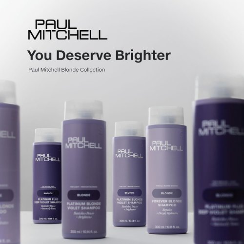 Paul Mitchell Platinum Blonde Violet Shampoo - Banish Brass & Brighten Light to Medium Blonde, Silver, Gray, or White Hair