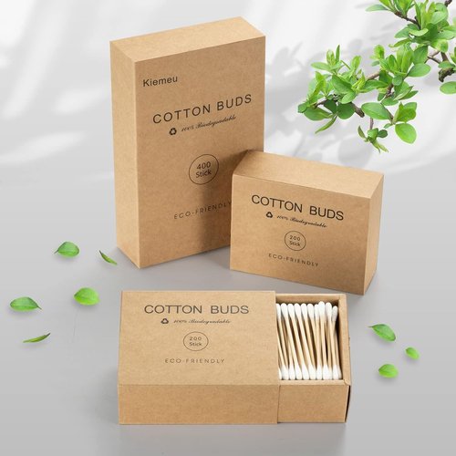 Bamboo Cotton Swabs - Eco-Friendly 400 Count Cotton Buds for Gentle Ear Cleaning