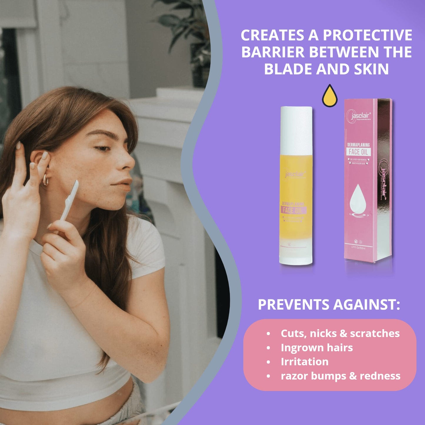 Complete Dermaplaning Set: Professional Grade Tool, Nourishing Oil & 3 Premium Replacement Blades - Achieve Salon-Quality Smoothness at Home