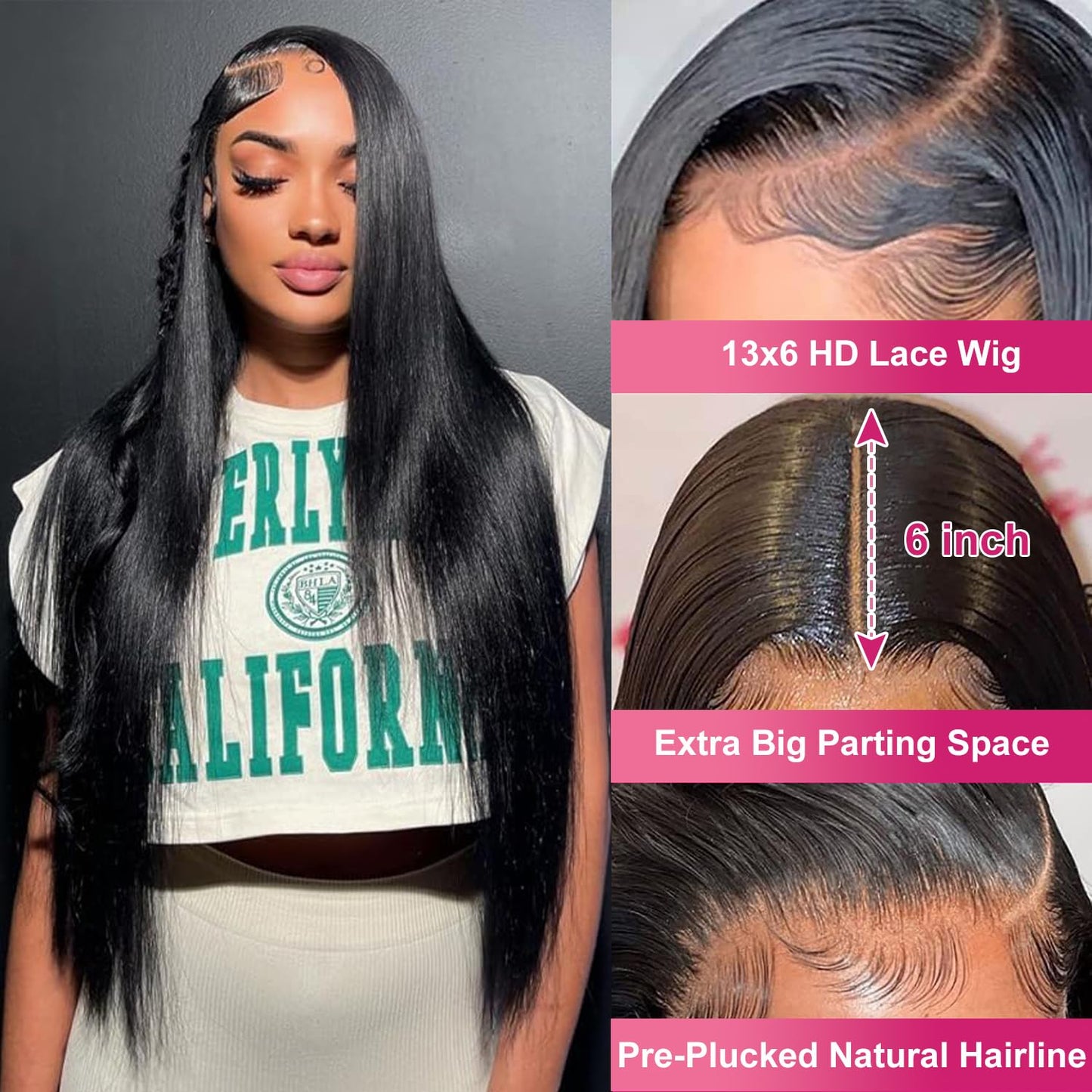 Straight Lace Front Wigs Human Hair 13x6 HD Transparent Lace Front Human Hair Wigs for Women Lace Frontal Wigs Pre Plucked with Baby Hair Natural Color 200% Density (20 Inch)