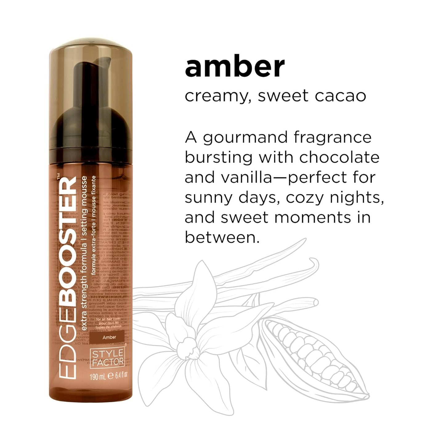 Style Factor EDGE BOOSTER Extra Strength Mousse - Travel Size Frizz Control & Volume - 2.5oz Amber for Curly Hair