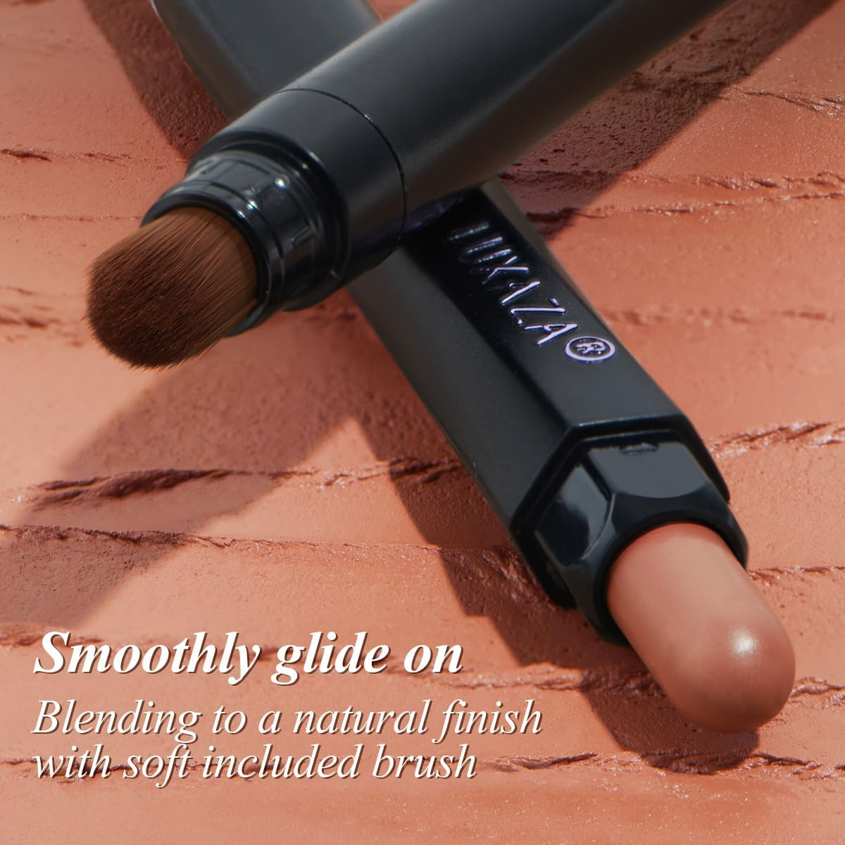 Cream Single Eyeshadow Stick with Blending Brush, Hypoallergenic Eye Shadow Sticks Makeup, Pro Waterproof & Long Lasting Eye Brightener Stick, Eyeshadow Pencil Crayon Shimmer #74