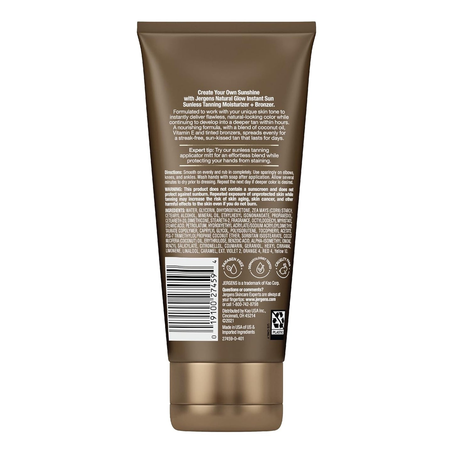 Jergens Natural Glow Tanning Moisturizer - Instant Sunless Bronzer for Deep Bronze Glow, 6 Oz