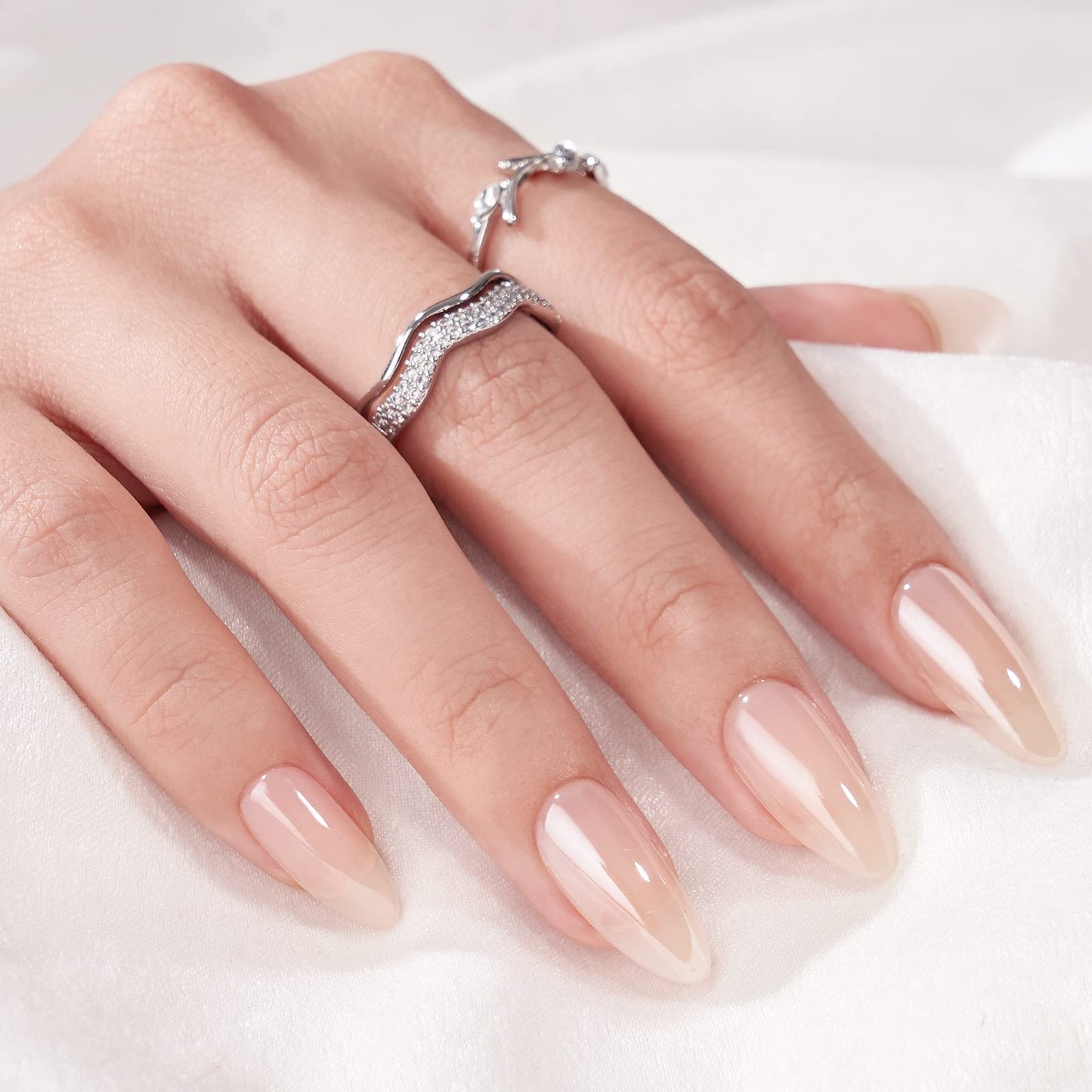 Press On Nails Medium - BTArtbox Soft Gel Press On Nails, Chrome Fake Nails with Nail Glue, Glazed Donut & Chocolate Glazed