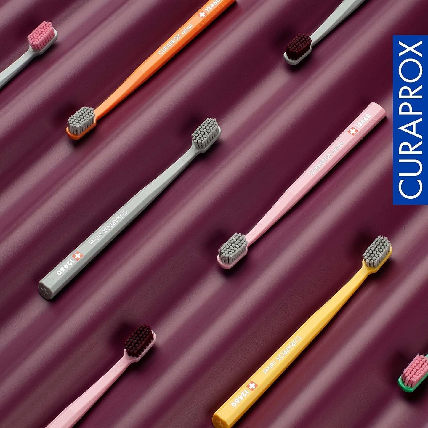 Curaprox CS12460 Velvet Ultra Soft Swiss Toothbrushes - 3-Pack - Random Color - Best Toothbrush with Soft Bristles for Adult Men and Women with Sensitive Teeth and Gums
