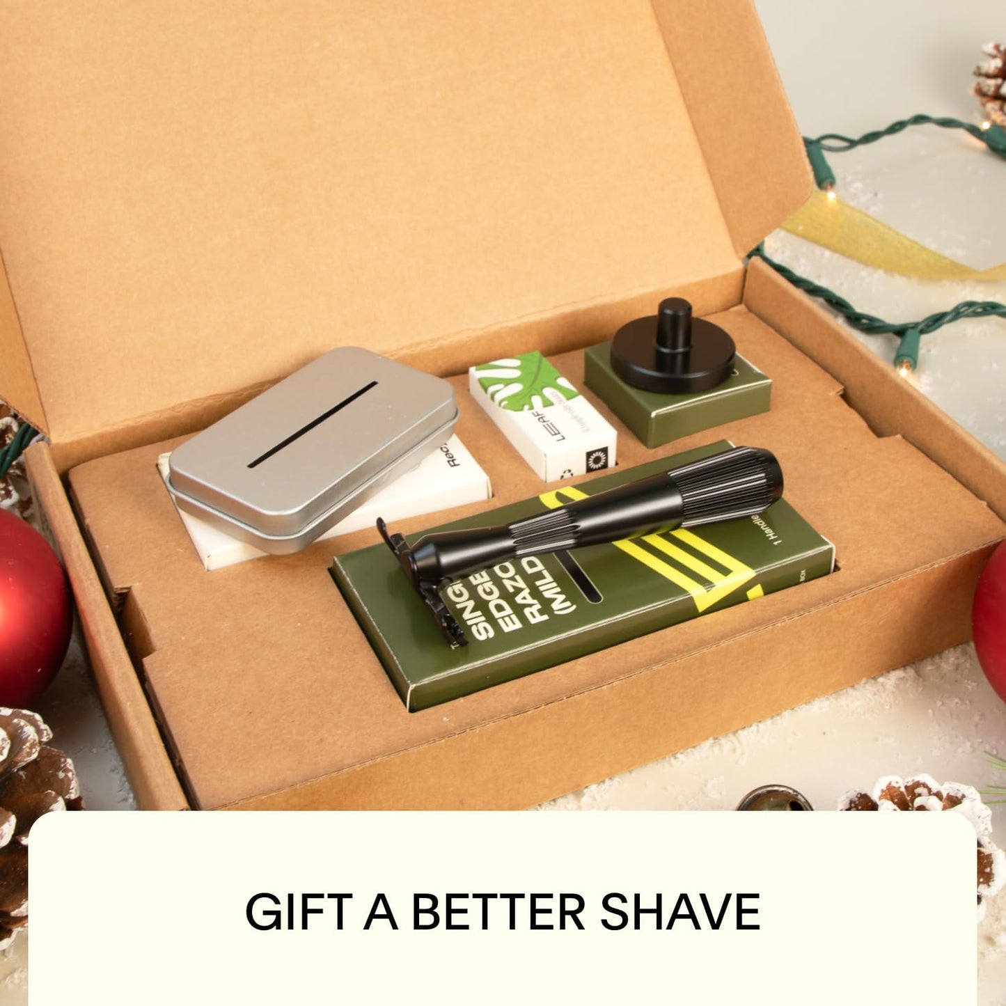 Leaf Shave | The Twig Razor Set, Silver - Includes Twig Razor, Matching Stand, 50-Pack of Single-Edge Blade Refills, and Blade Bank