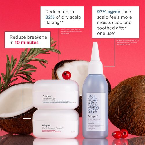 Briogeo Healthy Hair Delights Holiday Kit - Scalp & Hair Repair Gift Set | Vegan Deep Conditioning Mask, Scrub & Pre-Wash Oil