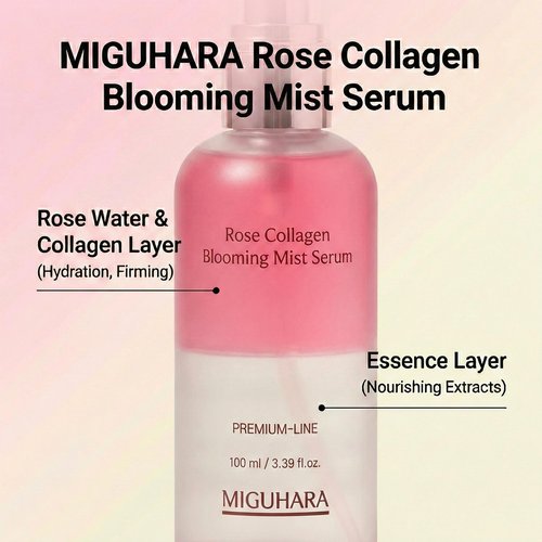 MIGUHARA Facial Mist & Mist Serum, Korean Skincare (Rose)