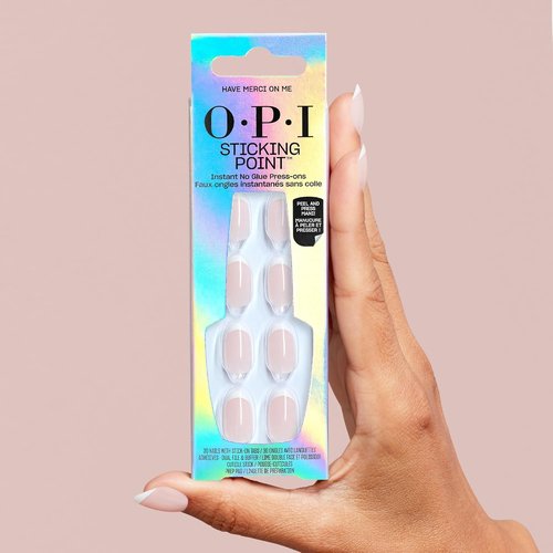 OPI Sticking Point - Instant No Glue Press On Nails | 30 Count with Adhesive Tabs | Short Round, Almond & Squoval Styles