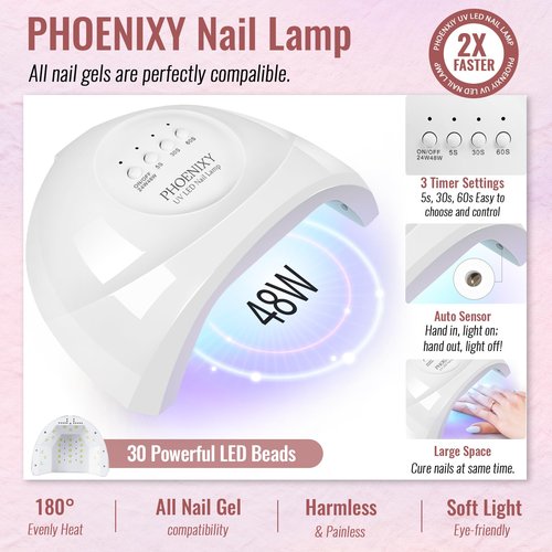 phoenixy Gel Nail Polish Kit with U V Light 64 Pcs Gel Nail Set 45 Colors All Seasons Nail Polish Set Base & 4 Effects Top Coat Manicure Tools Complete Nail Kit Gifts for Women Girls