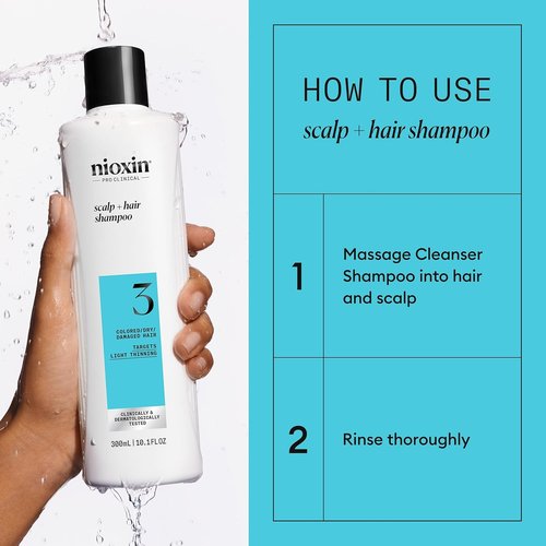 Nioxin System 3 Hair Thickening Shampoo - Nourish Colored & Damaged Hair | Strengthen with Niacinamide & Biotin