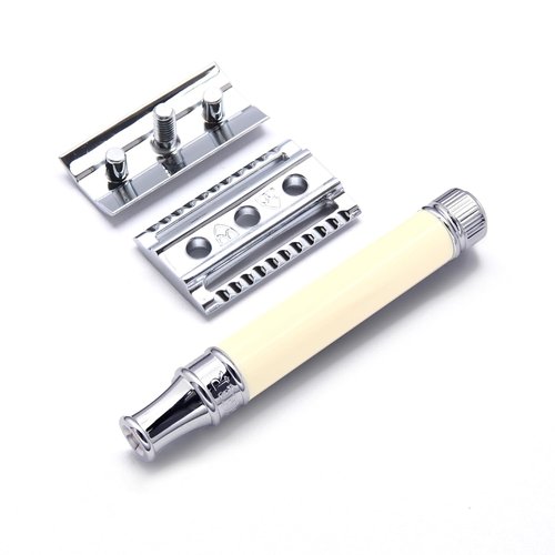 Edwin Jagger Classic Double Edge Safety Razor - Eco-Friendly & Reusable, Imitation Ivory Finish