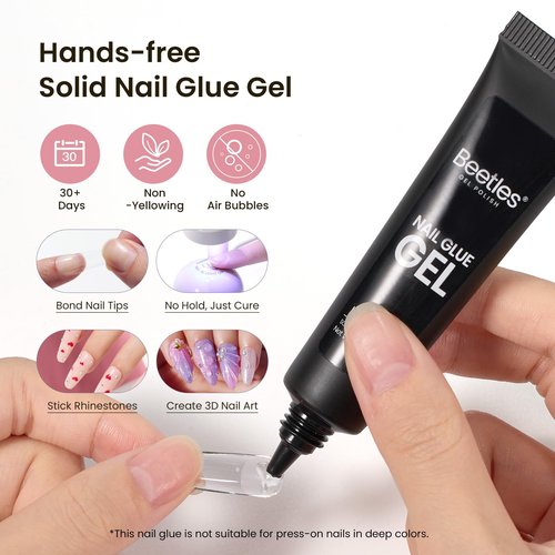 Beetles Gel Nail Kit Medium Square Gift Spree, with Dehydrator and Primer, 576Pcs Half Matte Etch-X Gel Nail Tips Solid Nail Glue Mini Lamp Acrylic Tips Easy DIY Extension Set Gift for Women