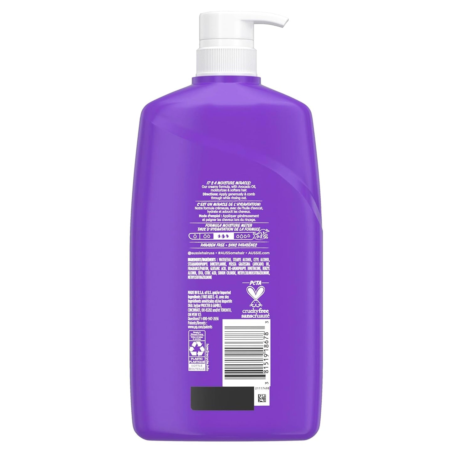 Aussie Miracle Moist Conditioner - Paraben-Free with Avocado & Jojoba Oil | 26.2 Fl Oz