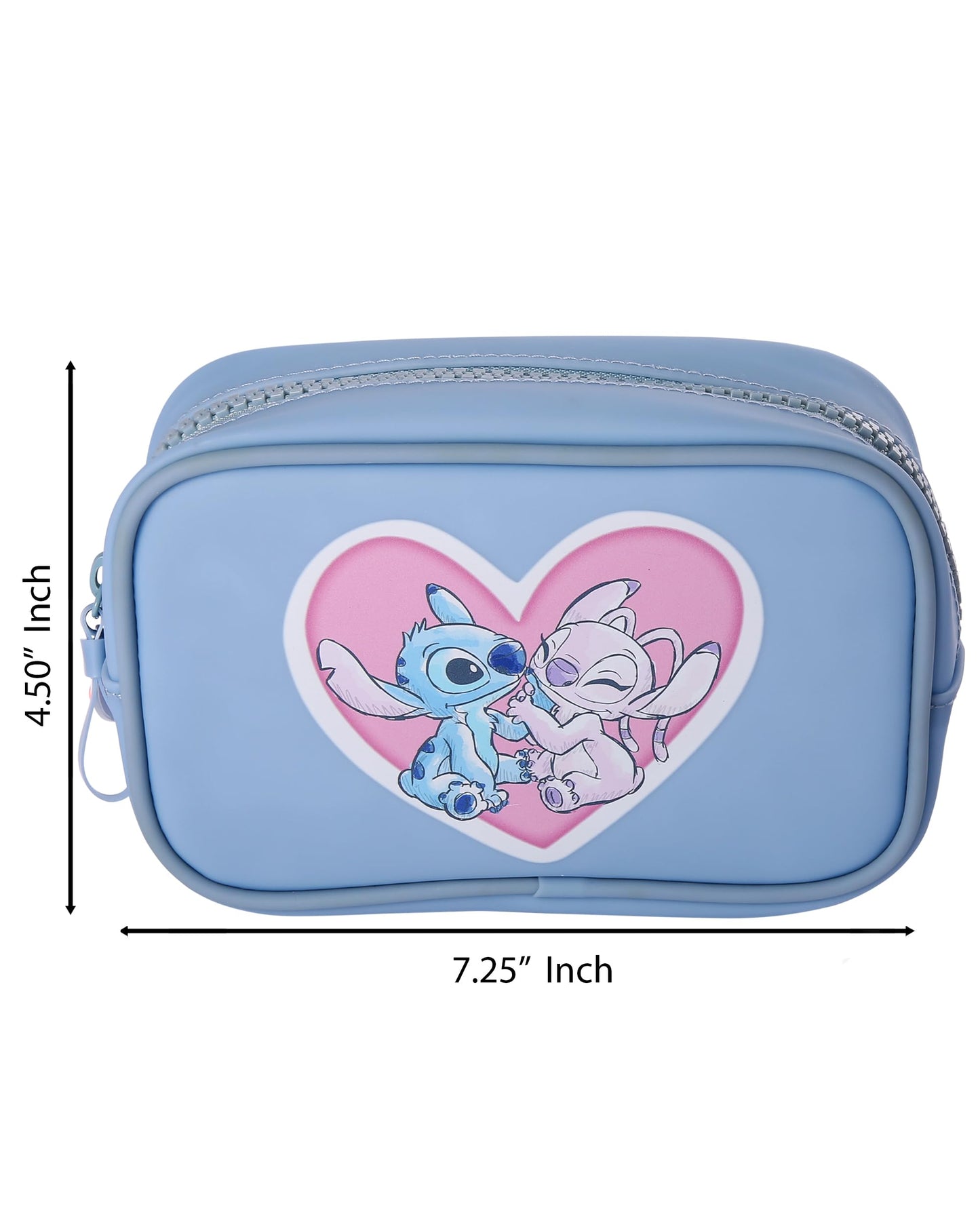 SALLY ROSE Angel and Stitch Cosmetic Bag Official License, Small Makeup Bag, Disney Accessories, Blue Make Up Bag for Traveling
