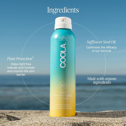 COOLA Organic Sunscreen SPF 30 - Vegan & Gluten-Free Sunblock Spray for Daily Skin Protection | Piña Colada Scent