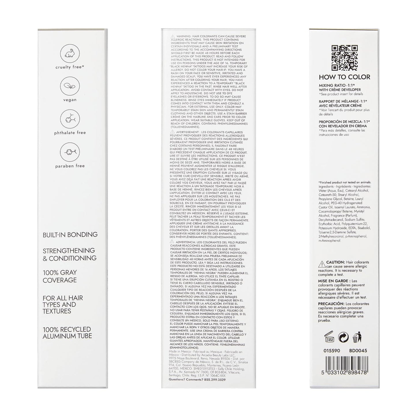 Bondbar 7SP Medium Silver Pearl Blonde Bonding Permanent Creme Hair Color, Repairing hair dye for all hair types, Vegan, Built in Bonding, 2.05 Oz
