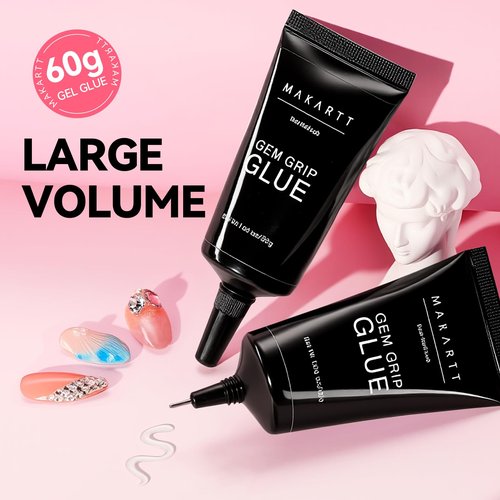 Makartt Rhinestone Glue for Nails - 60G No Wipe Super Strong Nail Gem Glue Bling Gel for 3D Decorations Nail Art Gems Jewelry Diamond for Nails Techs Supplies Beginners Nail Lamp Required