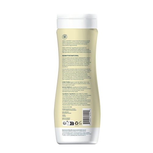 ATTITUDE Hair Shampoo - Soothing Oat for Sensitive Dry Scalp | EWG Verified, Vegan, 16 Fl Oz