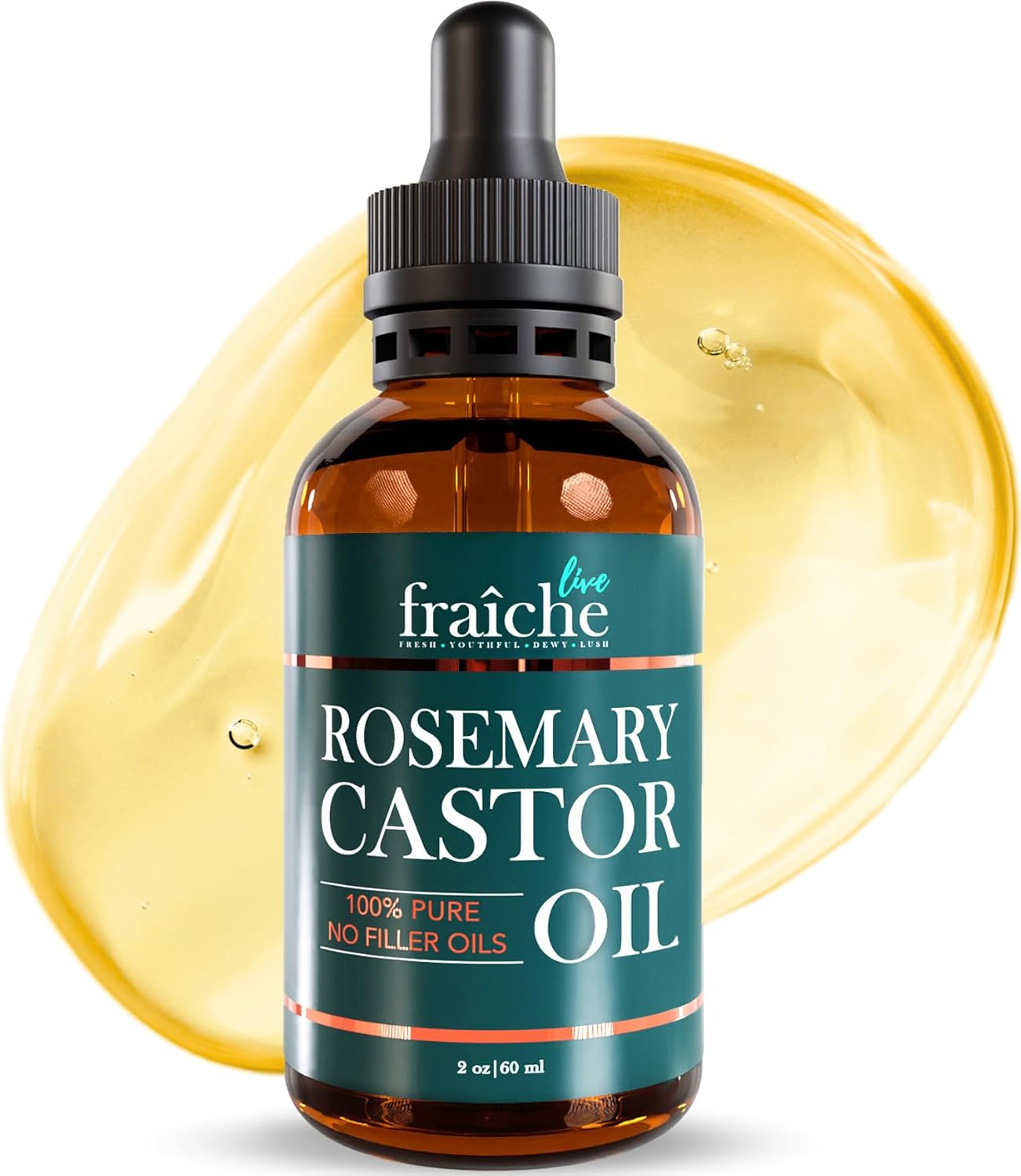 Live Fraiche Rosemary Castor Oil for Hair Growth 16oz - Rosemary Oil for Hair Growth and Thickening Pure Blend to Reduce Loss and Promote a Healthy Scalp
