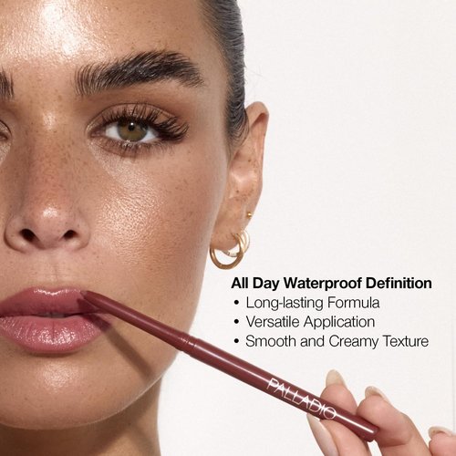 Palladio Retractable Lip Liner - Waterproof, High Pigment, Smudge-Proof | Long-Lasting Black Berry