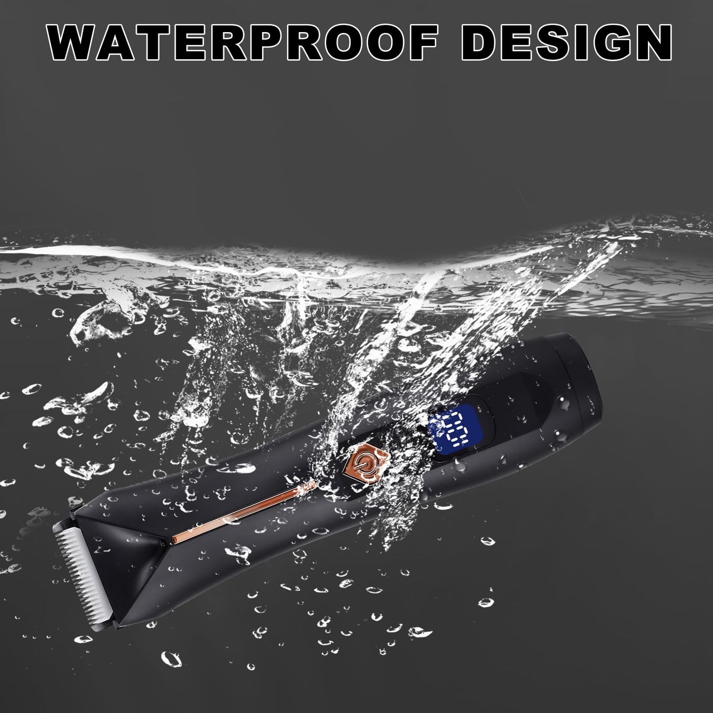 Groin Hair Trimmer for Men KSIAOS Trimmer for Men Electric Ball Trimmer/Shaver Waterproof Pubic Groin Body Hair Trimmer with Ceramic Blade Heads for Wet/Dry Use, Body Groomer with Recharge Dock, Black