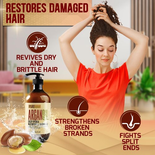 Moroccan Argan Oil Shampoo - Moisturizing Treatment for All Hair Types - Sulfate & Paraben Free - Salon Grade