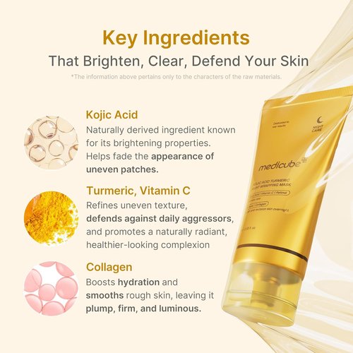 Medicube Turmeric Overnight Wrapping Peel Off Mask & Kojic Acid Gold Jelly Mask | Deep Hydration & Skin Revival (4 Pack)