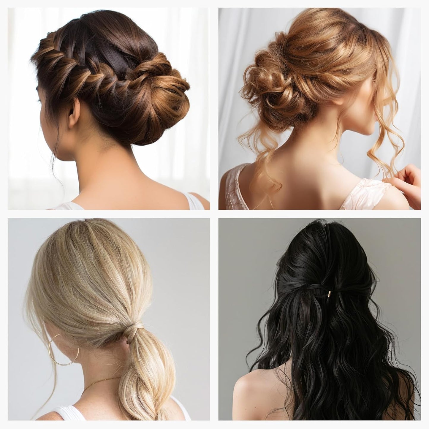 Hair Filler and Hairpins for Updo, Hair Sponge for Updo, Hair Padding,Hair Donuts for Updos, Volume Hair Bumps it Tool, Black