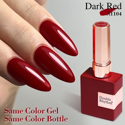 Double Rhythm 15ML Gel Nail Polish Pure Sheer Same Color Same Bottle Soak Off Gel Polish Art Manicure Salon DIY at Home for Women (Dark Red-A1104)