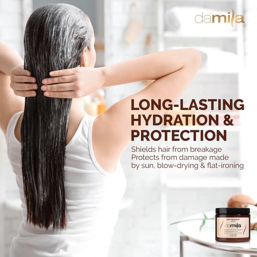 Damila Keratin Hair Mask - Deep Conditioning Treatment for Dry, Damaged Hair - 16.9 Fl. Oz | Restores Shine & Reduces Frizz