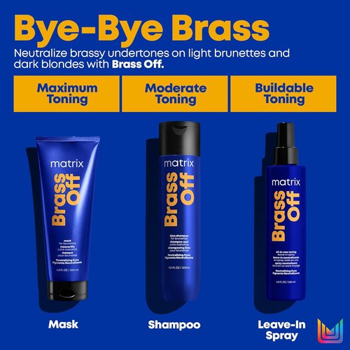 Matrix Brass Off Blue Hair Mask - Neutralizes Brassy Tones for Color-Treated Brunettes & Blondes