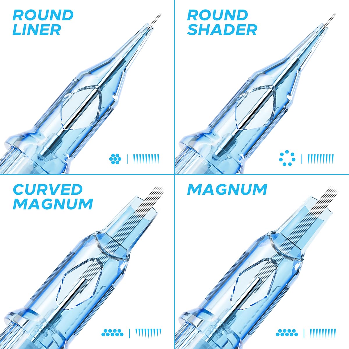 Tattoo Cartridges Needles, 20Pcs Tattoo Needles #10 Bugpin 3 Round Liner with Membrane Disposable Cartridges Tattoo Needles Long Taper for Permanent Makeup Tattoo Supplies (1003RLL)