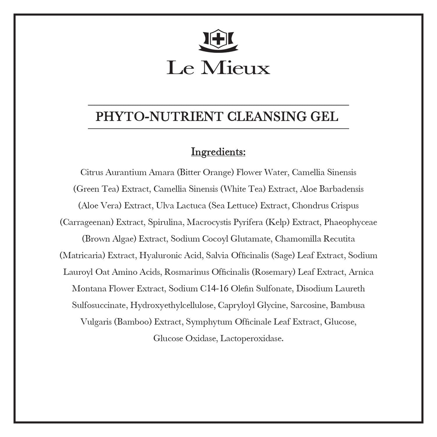 Le Mieux Phyto-Nutrient Cleansing Gel - Purifying, Microbubble Foaming Face Wash with Algae & Hyaluronic Acid, Makeup Degreasing and Pore Cleansing Facial Wash, No Parabens or Sulfates (6 oz / 180 ml)