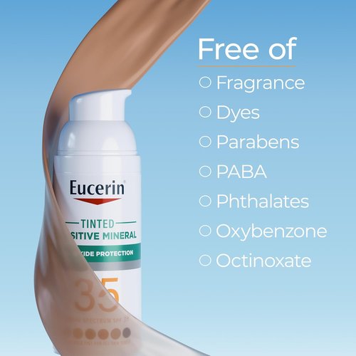 Eucerin Tinted Mineral Face Sunscreen Lotion SPF 35 - Non-Comedogenic Zinc Oxide Protection, 1.7 Fl Oz