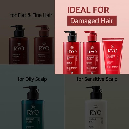 RYO Damage Care & Nourishing Treatment with Korean Ginseng & Caffeine - Deep Conditioning Mask for Repair and Moisturizing, Anti Loss Care, Strengthening hair roots, 10 Fl Oz.