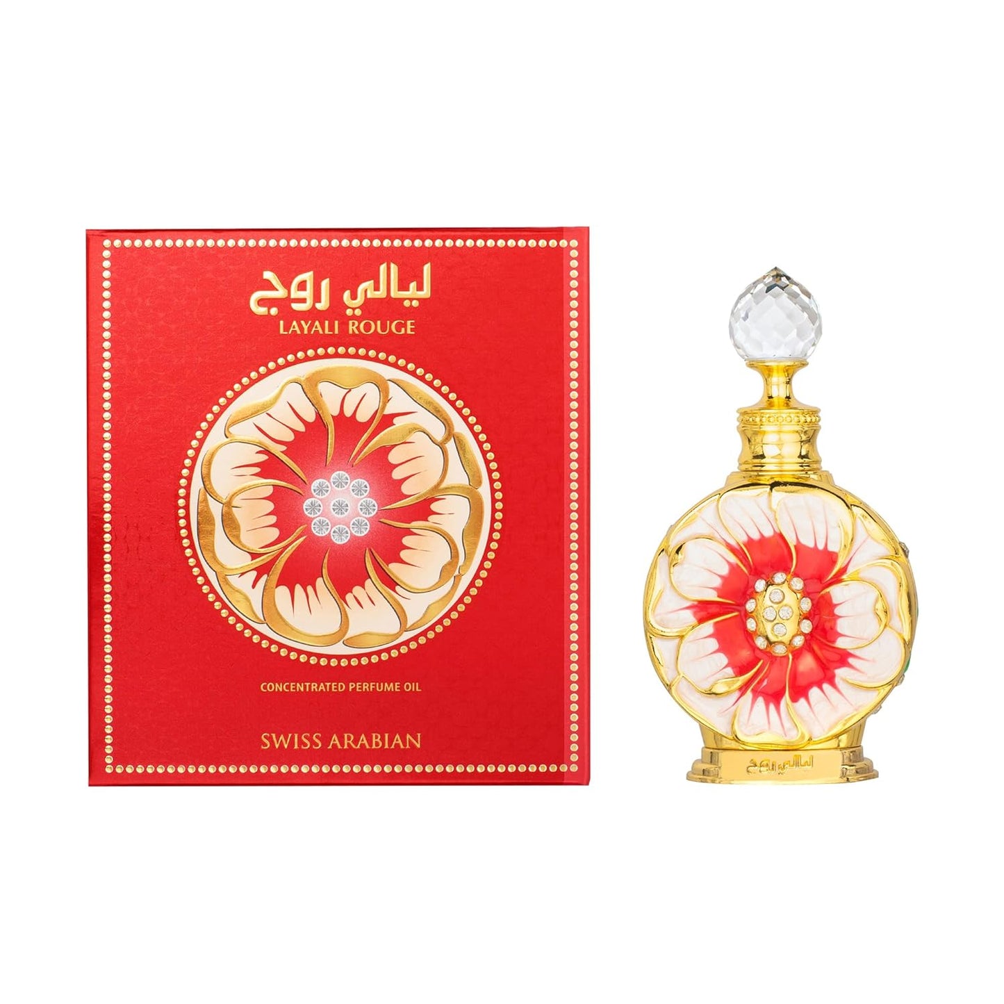 Swiss Arabian Layali Rouge - Long-Lasting Personal Perfume Oil - Seductive Signature Aroma - 0.5 Oz