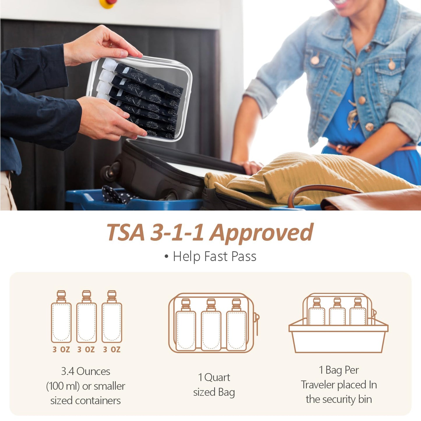 PACKISM Travel Containers for Liquids - 12 Pack Leak Proof 3oz TSA Approved Liquid Travel Pouches, Stand Up, Slim & Lightweight Design, Space Saving, Pack More Shampoo Conditioner Lotion Body Wash