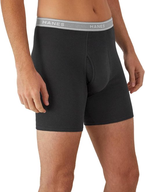 Hanes Men's Boxer Briefs - Cool & Breathable Cotton, Moisture-Wicking Comfort | No Ride Up, 4-Pack