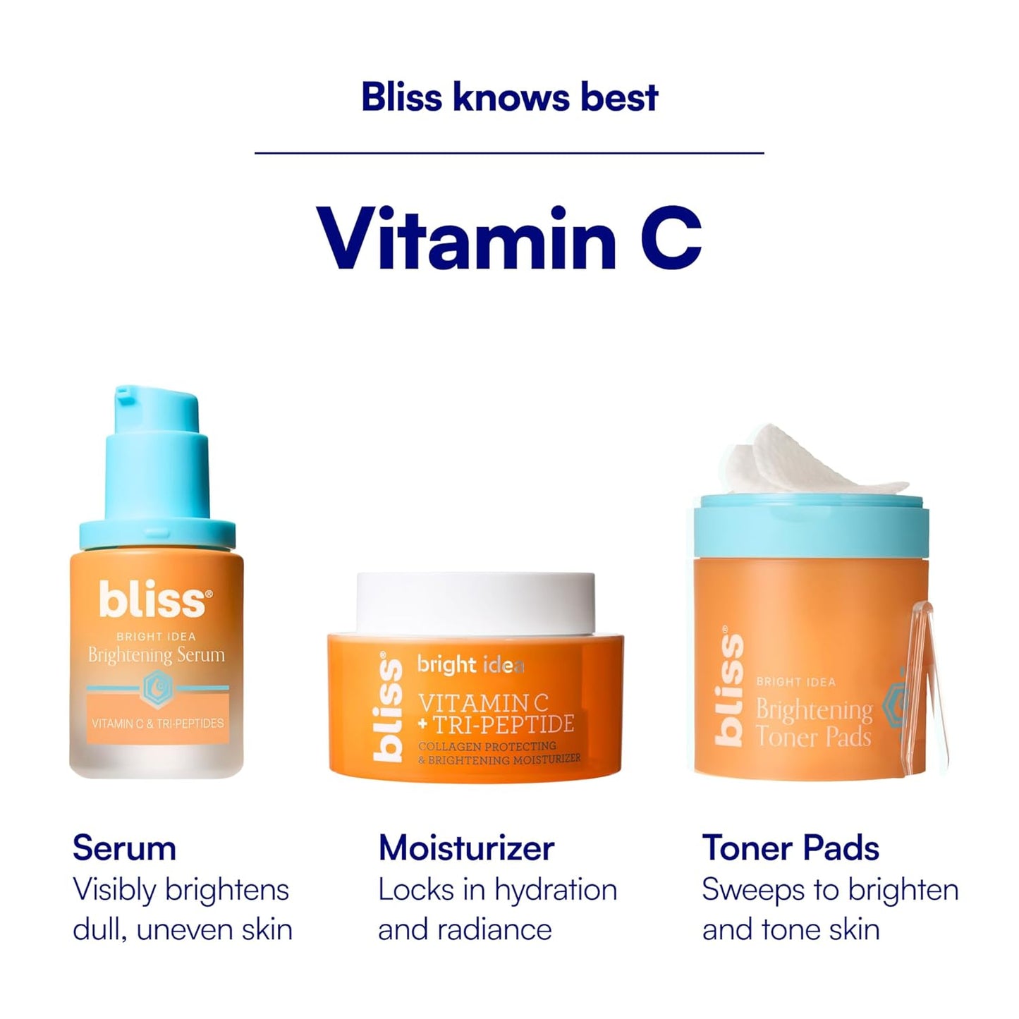 Bliss Vitamin C + Tri-Peptide Brightening Moisturizer - Hydrating Anti-Aging Face Cream | Vegan & Cruelty-Free 1.7 fl oz