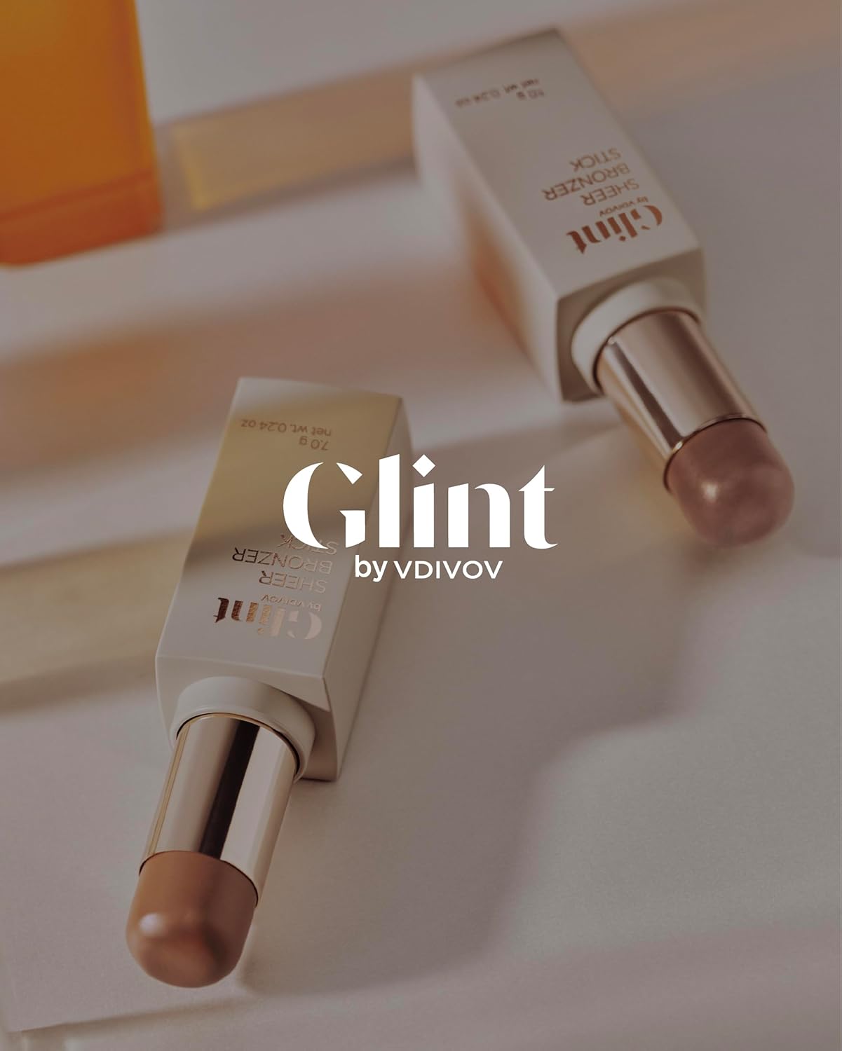Glint Sheer Bronzer Stick - Creamy Buildable Formula for Natural Contour | Caramel, 0.24oz