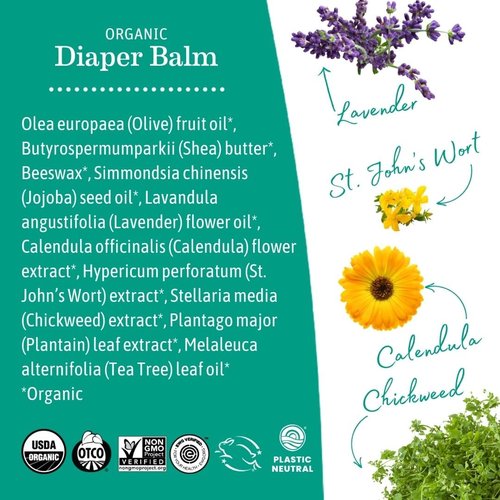 Earth Mama Organic Diaper Balm - EWG Verified Diaper Cream for Sensitive Skin | 2-Ounce (2-Pack)