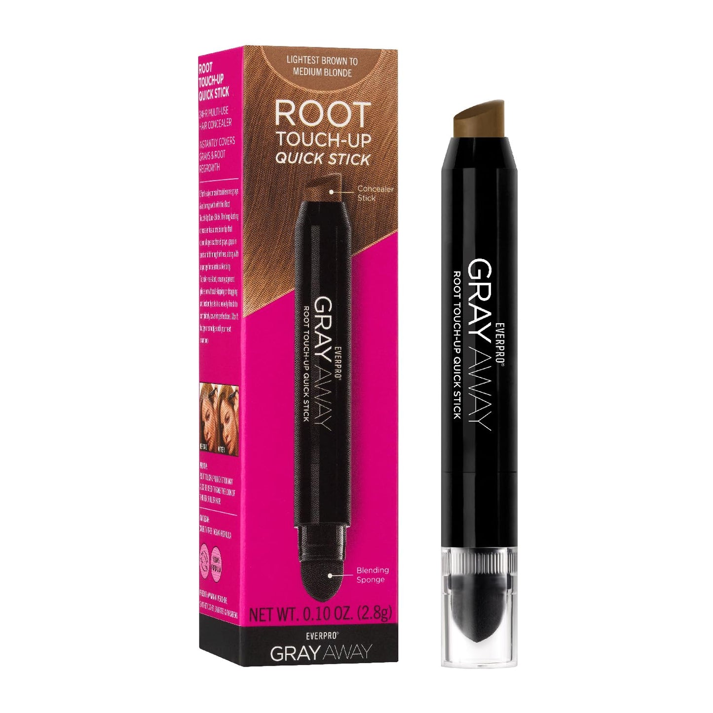 Everpro Gray Away Root Touchup Quik Stk Lightest Brown/Medium Blonde and Light Brown Hair Dye Sticks, 0.10oz and 0.1oz