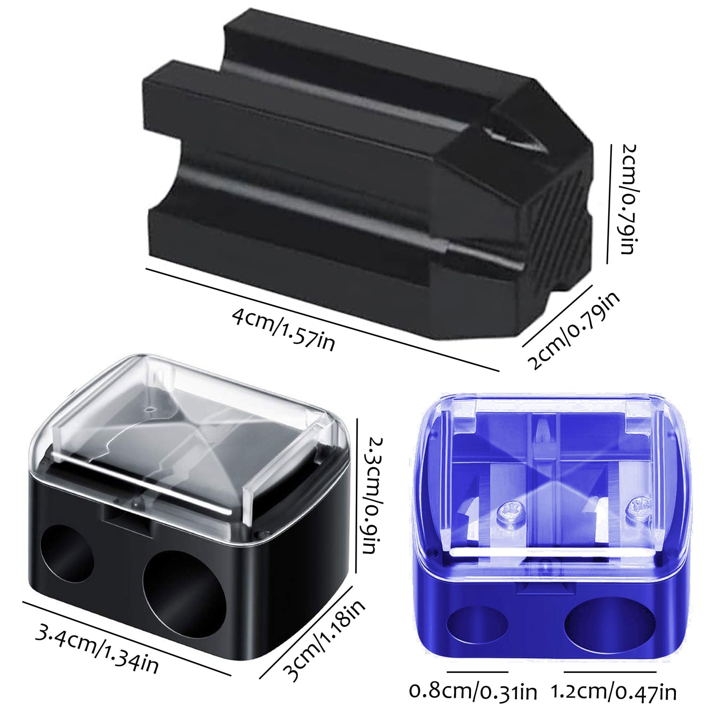 Caliee 3 Pack Makeup Pencil Sharpener 4 in 1 Eyebrow Makeup Sharpening Tool Duckbill Shape Eyebrow Pencil Sharpener Travel-Friendly Cosmetic Pencil Sharpener Set