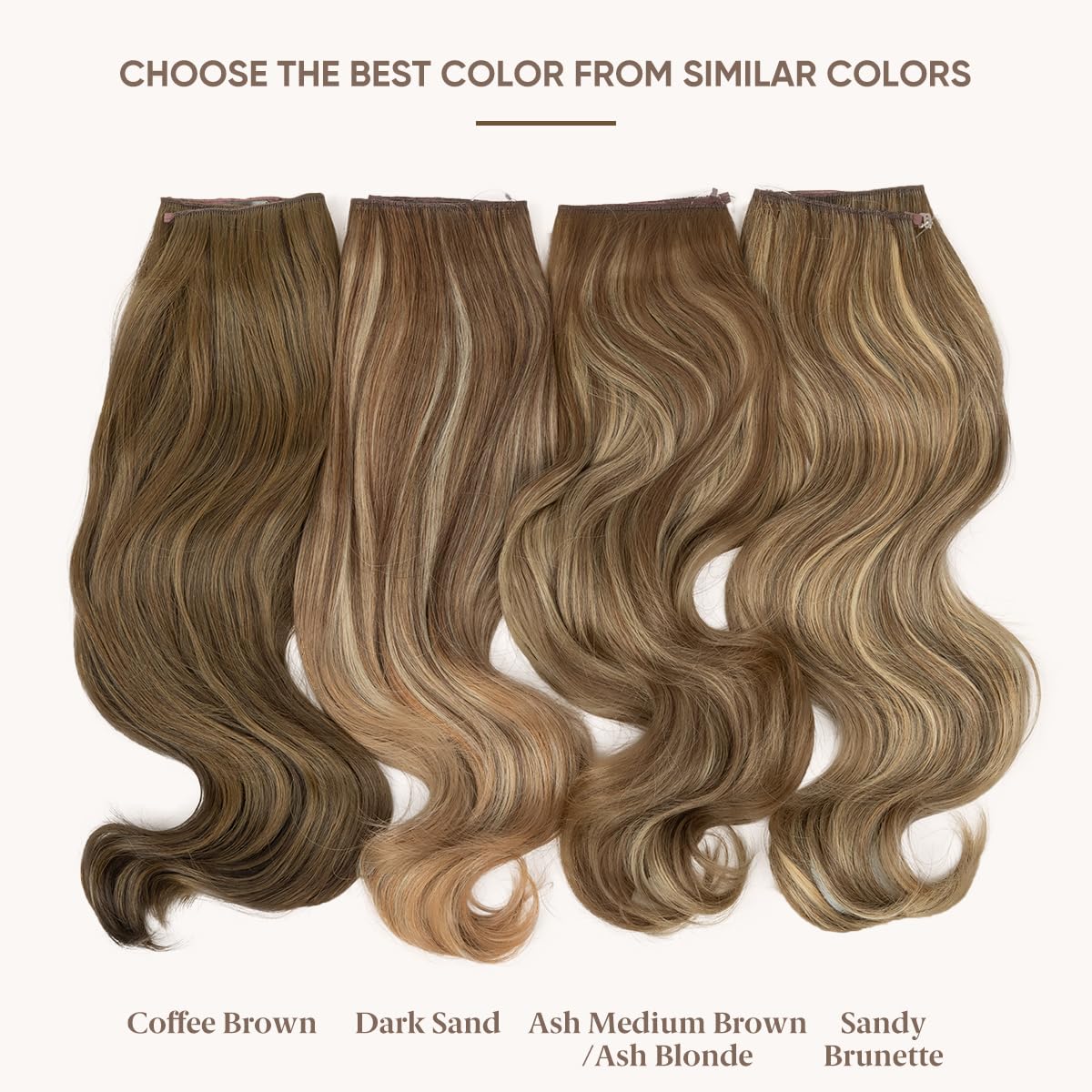 SARLA Invisible Wire Hair Extensions with 3 Clips Short Wavy Curly Synthetic Hairpiece for Women Adjustable Transparent Headband 14 Inch Coffee Brown