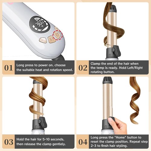 AIKO PRO 1.25 Inch Automatic Curling Iron - Self-Spinning Ceramic Curler with 12 Temps & Dual Voltage