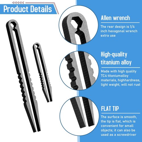 2Pcs Mini Titanium Tweezers, Portable Titanium Tweezers, Travel EDC Tweezers Alloy Tweezers Pick Up Tweezers, Portable Small Tweezer, EDC Tools and Gadgets(Black)