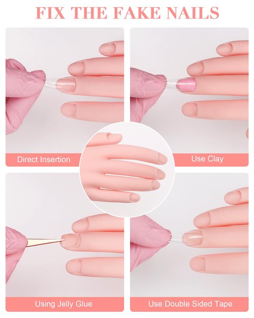Practice Hand for Acrylic Nails Soft Touch Mannequin Hand for Nails, Flexible and Bendable Fake Hand for Nails for Nail Art Beginners